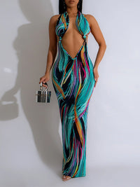 Printed Halter Maxi Dress