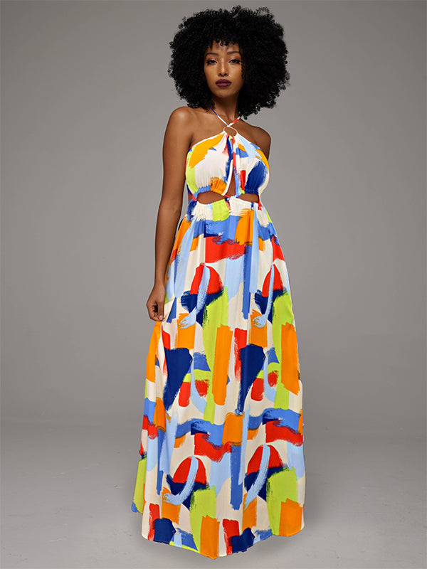 Printed Cutout Maxi Dress -- sold out