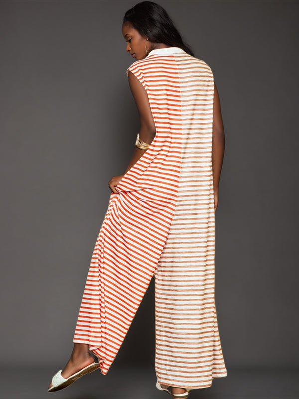 Stripe Sleeveless Wide-Leg Jumpsuit