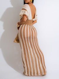 Stripe Knit Skirt Set