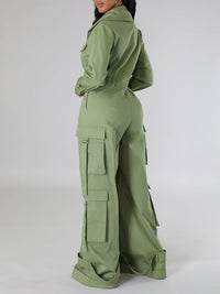 Zip-Front Wide-Leg Cargo Jumpsuit -- pre-order shipped on 30th Sep