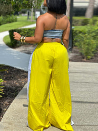 Two-Tone Wide-Leg Pants