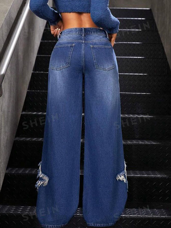 Ripped Wide-Leg Jeans