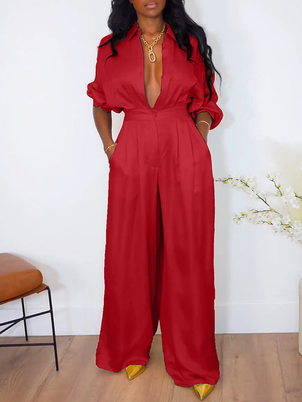 Button-Front Wide-Leg Jumpsuit -- sold out