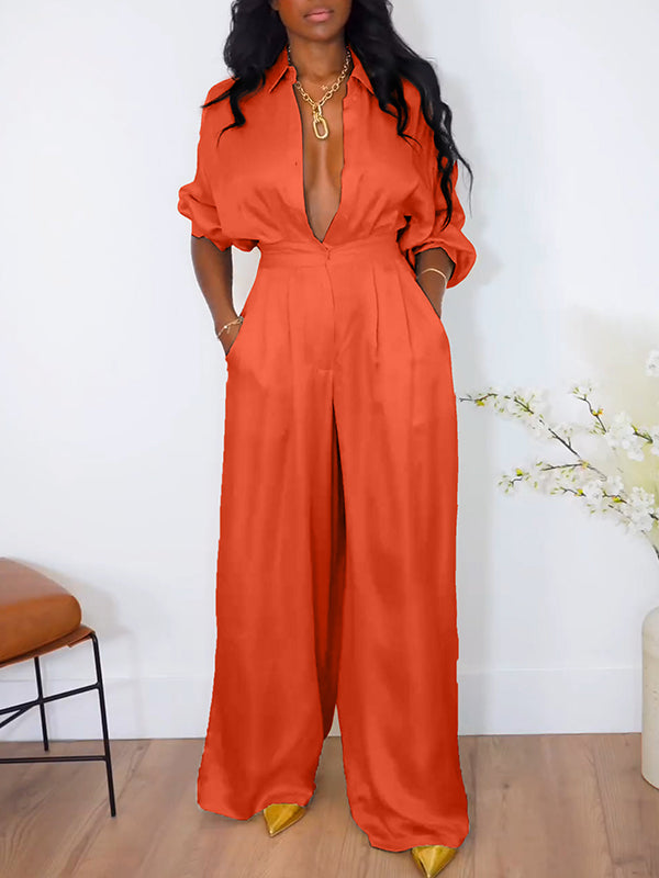 Button-Front Wide-Leg Jumpsuit -- sold out