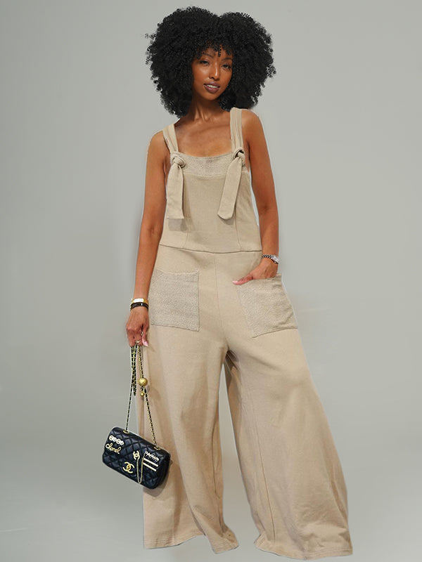 Tied Wide-Leg Overalls