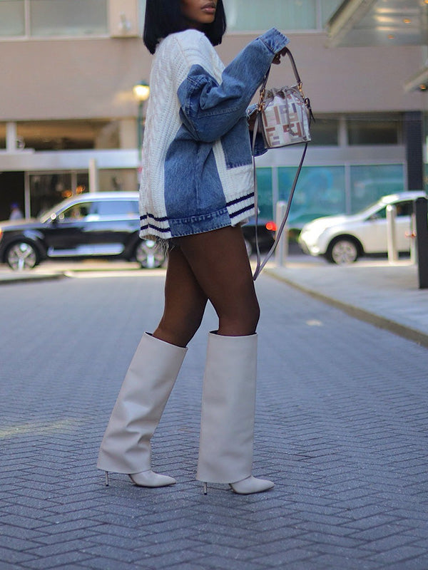 Denim Combo Cardigan