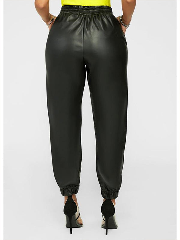 Faux-Leather Jogger Pants