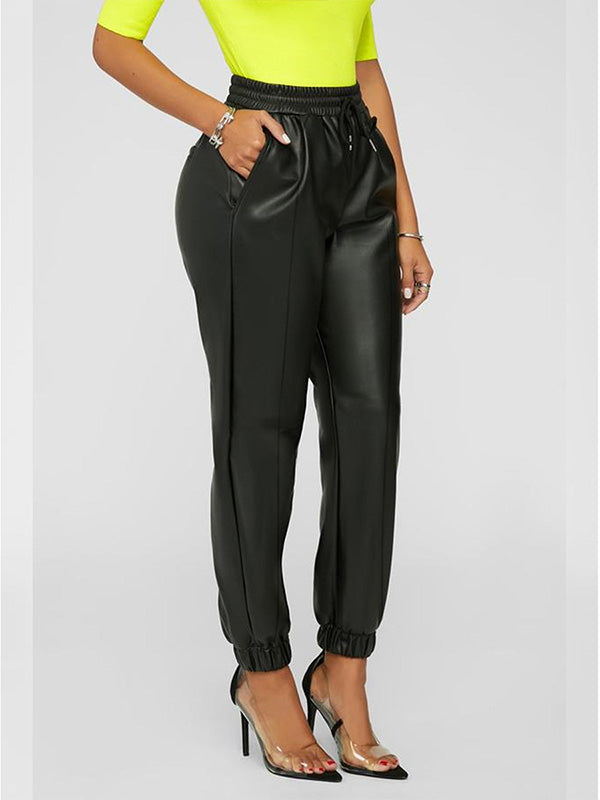 Faux-Leather Jogger Pants