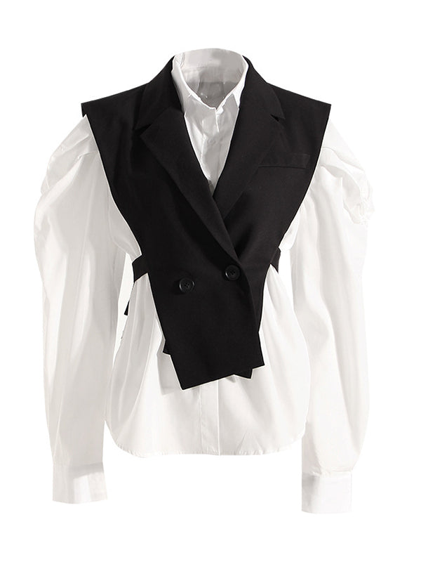 Puff-Sleeve Shirt with Vest