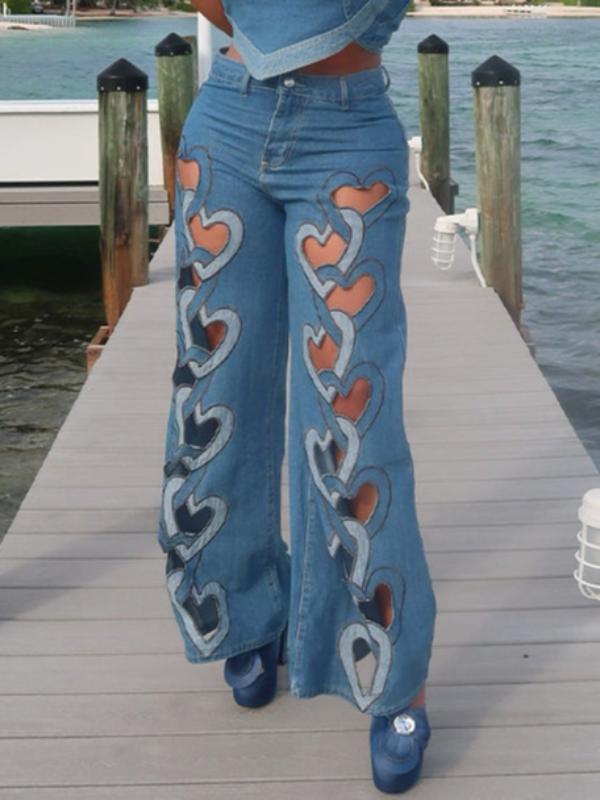 Heart Cutout Jeans