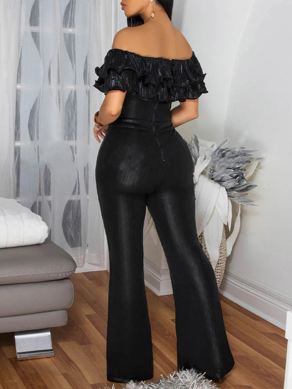 Metallic Off-Shoulder Jumpsuit