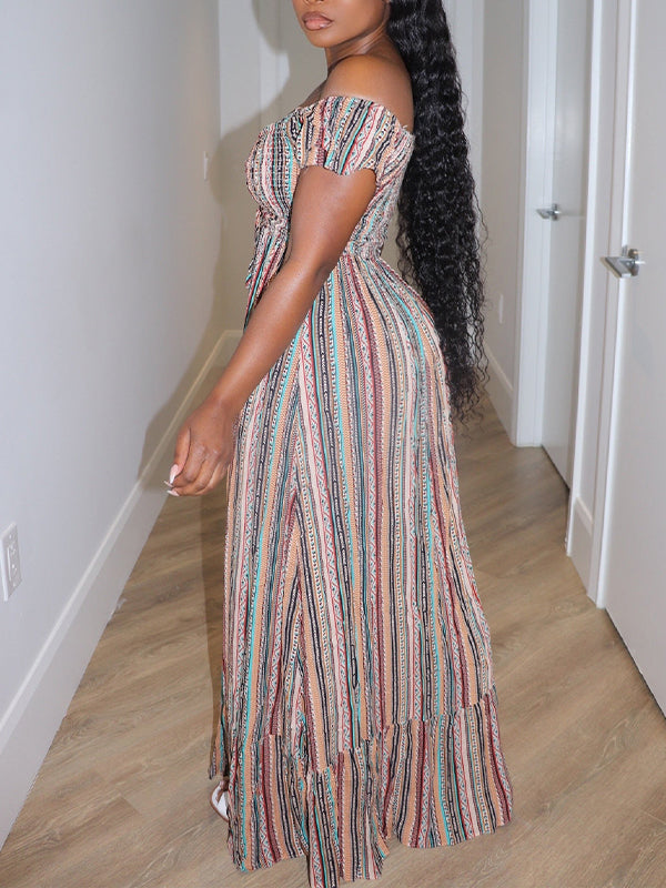 Stripe Off-Shoulder Dress