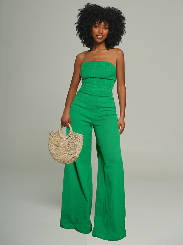 Strapless Wide Leg Jumpsuit