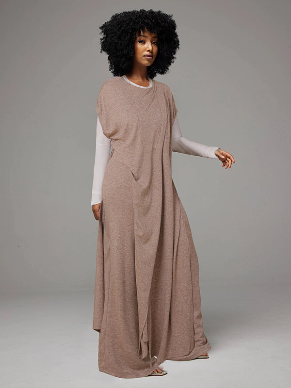 Tunic Slit Top & Wide Leg Pants Set