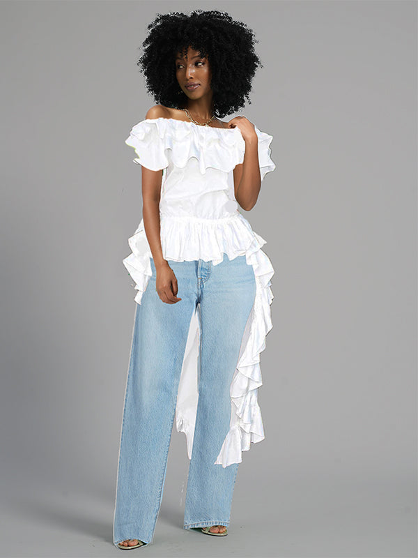 Off shoulder high low top hotsell